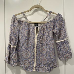 Off the shoulder boho paisley print blouse